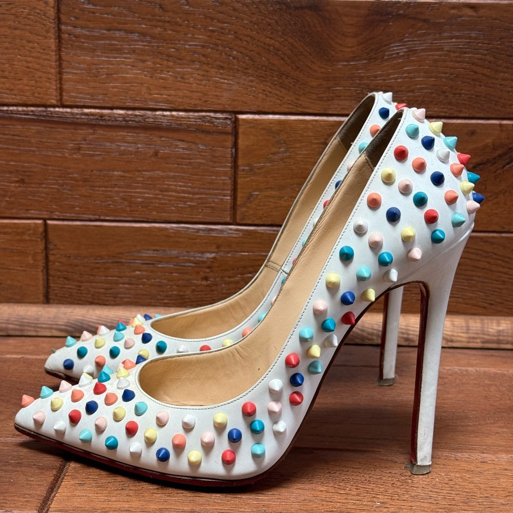 Christian Louboutin Multicolor Leather Pigalle Spike Pumps Size 40